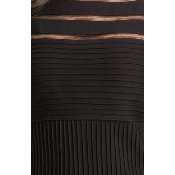 Tadashi Shoji Sleeveless Mesh Stripe Jersey Dress Fit & Flare Black - Size Small - Picture 10 of 11
